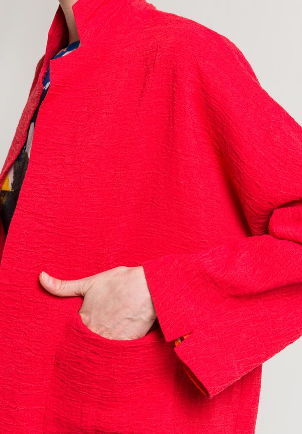 Daniela Gregis Textured Peony Jacket in Red