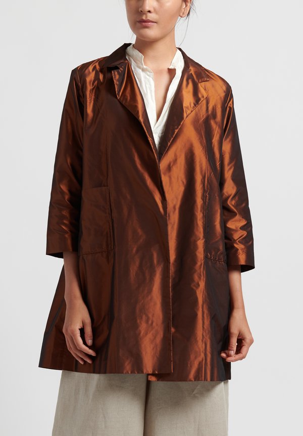 Daniela Gregis Silk Punto Jacket in Rust	
