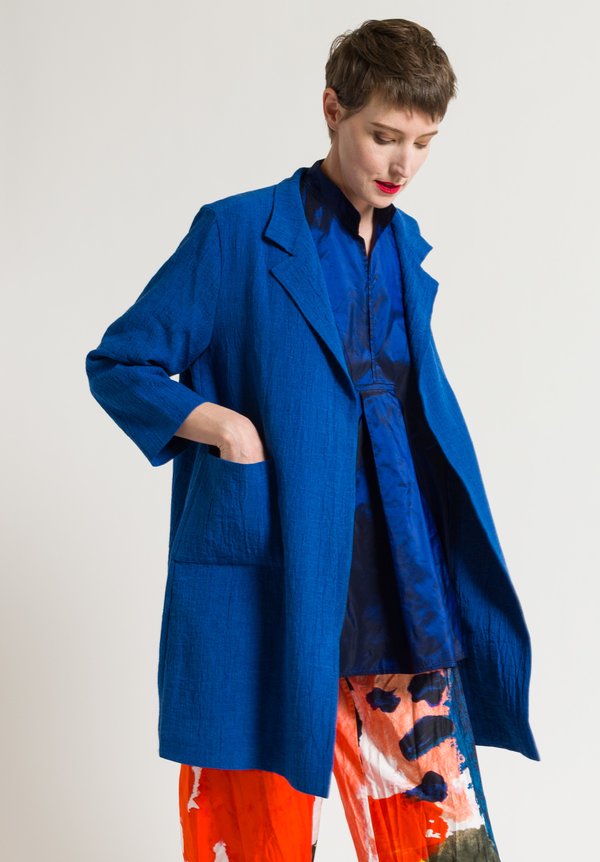 Daniela Gregis Linen Punto Jacket in Electric Blue