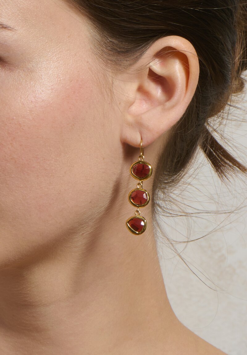 Greig Porter Red Garnet 3 Drop Earrings