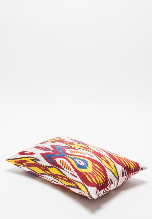 Les-Ottomans Ikat Print Pillow in Red Multi/ White