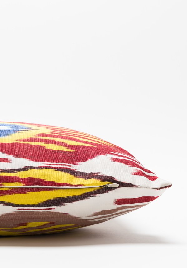Les-Ottomans Ikat Print Pillow in Red Multi/ White