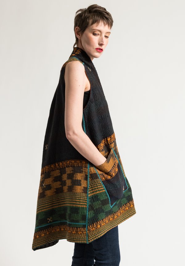 Mieko Mintz A-Line Vest in Black/Rust