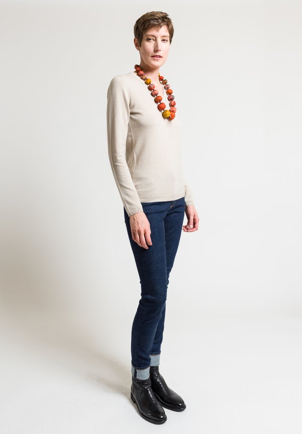 Mieko Mintz Vintage Silk Medium Necklace in Orange	