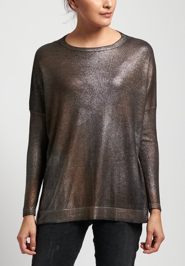 Avant Toi Metallic Oversized Sweater in Black/Silver | Santa Fe Dry ...
