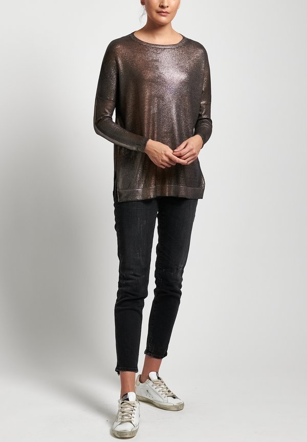 Avant Toi Metallic Oversized Sweater in Black/Silver