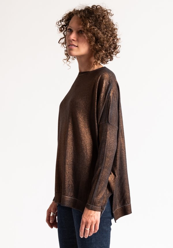 Avant Toi Metallic Oversized Sweater in Black/Bronze