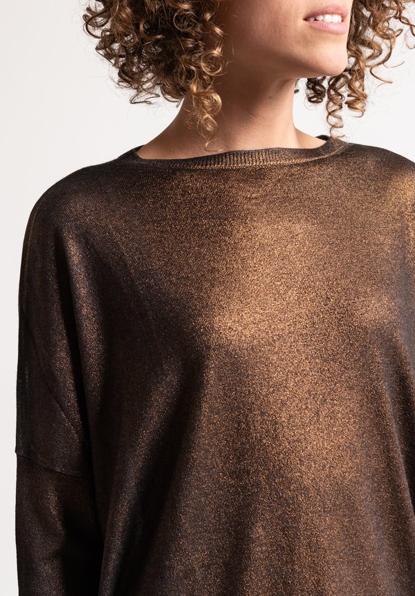 Avant Toi Metallic Oversized Sweater in Black/Bronze