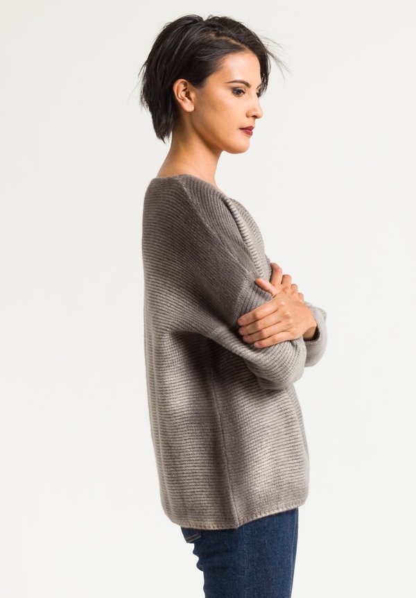 Avant Toi Relaxed V-Neck Ombre Sweater in Jute	