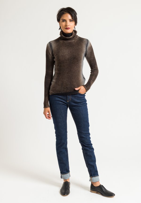 Avant Toi Cashmere Turtleneck Ombre Sweater in Suede	