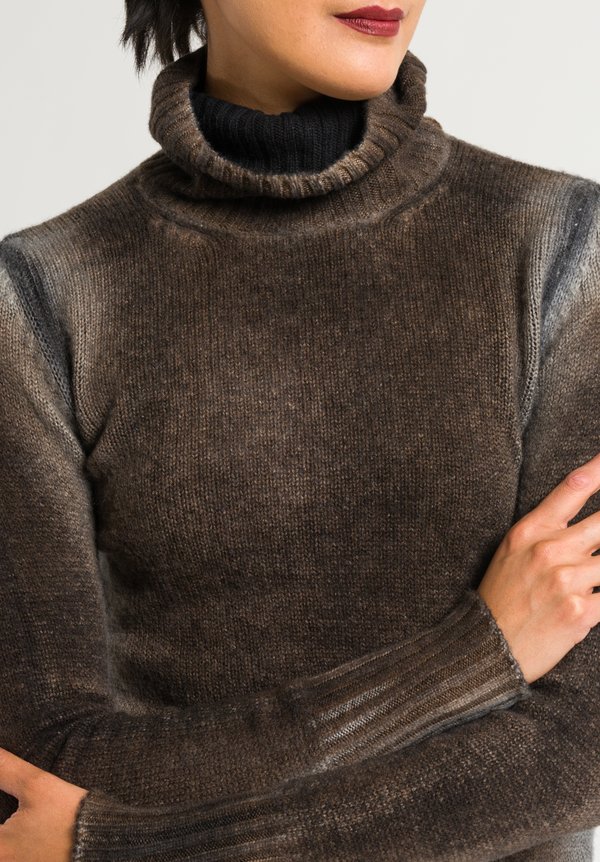 Avant Toi Cashmere Turtleneck Ombre Sweater in Suede	