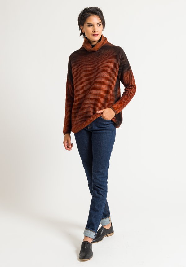 Avant Toi Wool/Cashmere Turtleneck Ombre Sweater in Equator/Black	