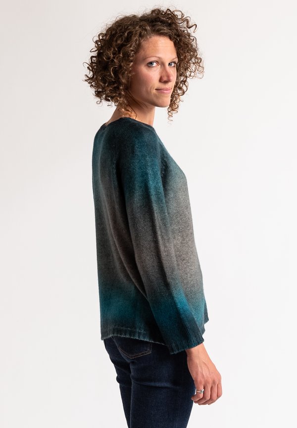 Avant Toi Cashmere Ombre Sweater in Turquoise