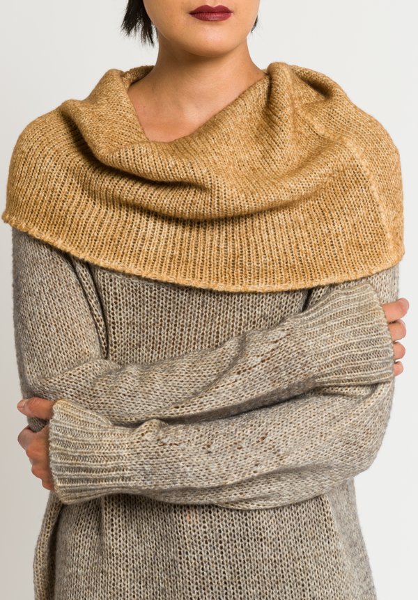 Avant Toi Relaxed Cowl Neck Sweater in Natural/Caramel	
