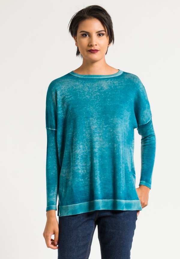 Avant Toi Relaxed Lightweight Sweater in Turquoise	