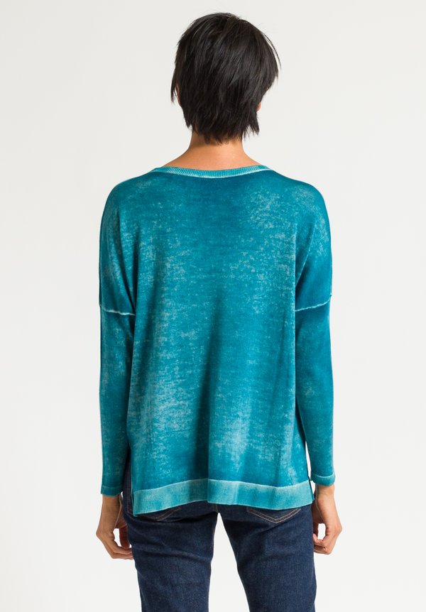 Avant Toi Relaxed Lightweight Sweater in Turquoise	