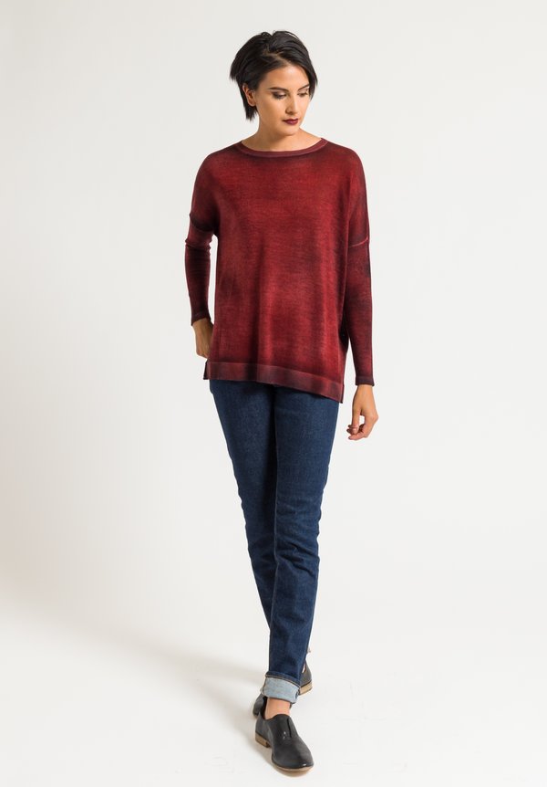 Avant Toi Relaxed Lightweight Sweater in Coral/Black	