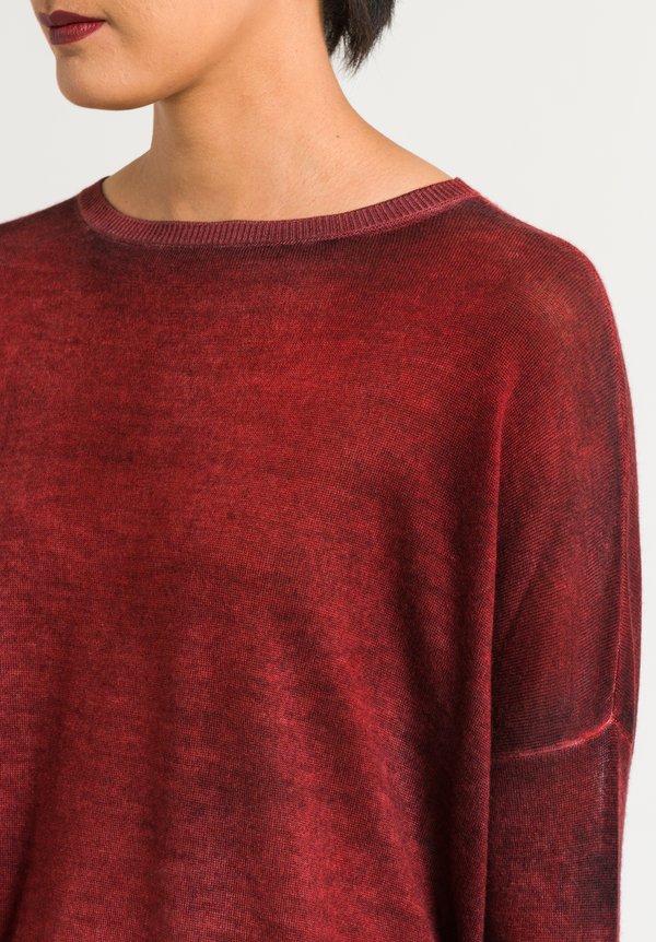 Avant Toi Relaxed Lightweight Sweater in Coral/Black	