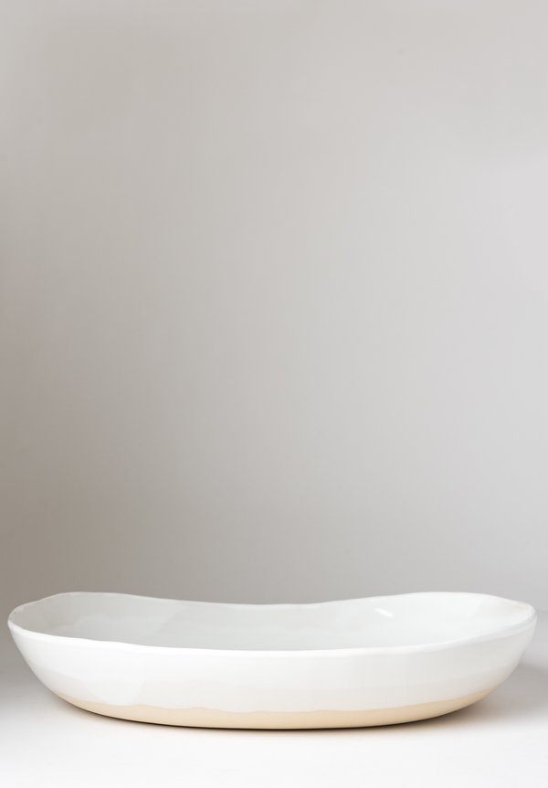 Christiane Perrochon Stoneware Oval Dish in Shiny White	