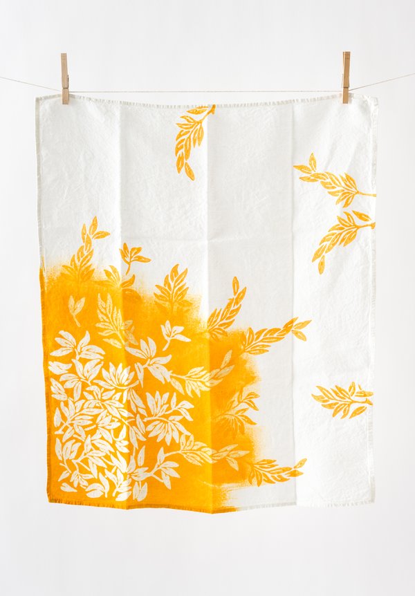 Handmade Crumpled Two-Tone Kitchen Towel in Giallo	