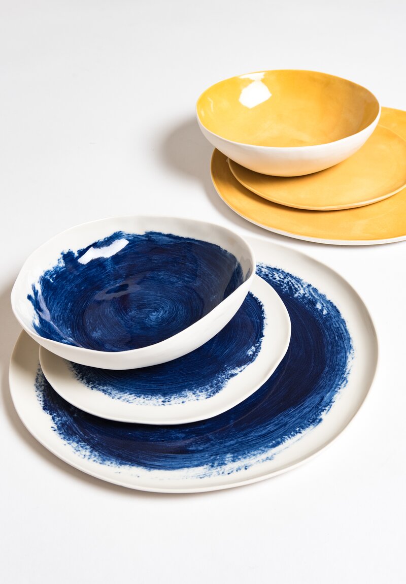 Interior Painted Shallow Soup Bowl in Blue	
