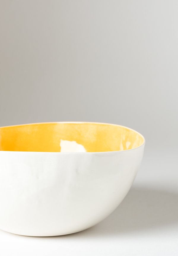 Handmade Porcelain Interior Painted Salad Bowl in Giallo Yellow