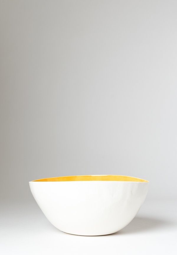 Handmade Porcelain Interior Painted Salad Bowl in Giallo Yellow