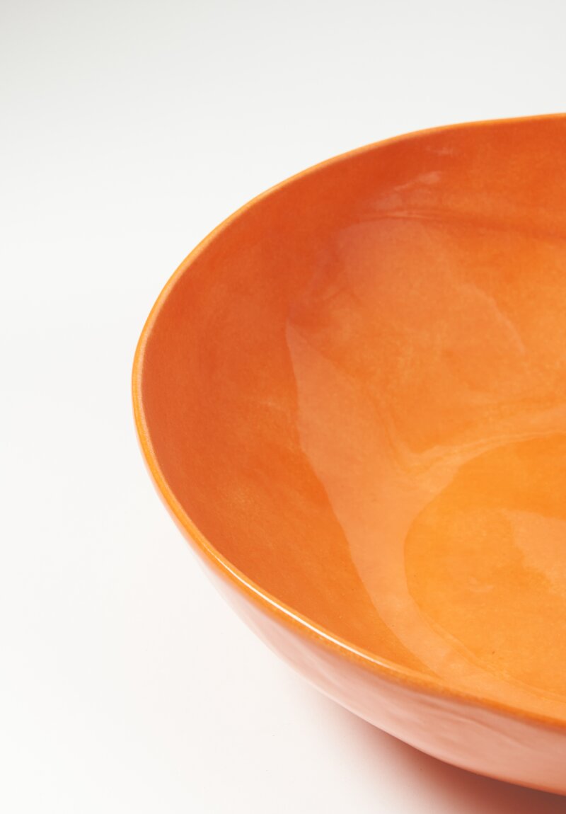 Porcelain Solid Painted Large Serving Bowl in Arancio Orange