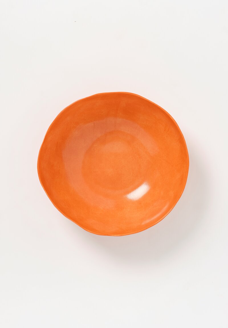 Porcelain Solid Painted Large Serving Bowl in Arancio Orange