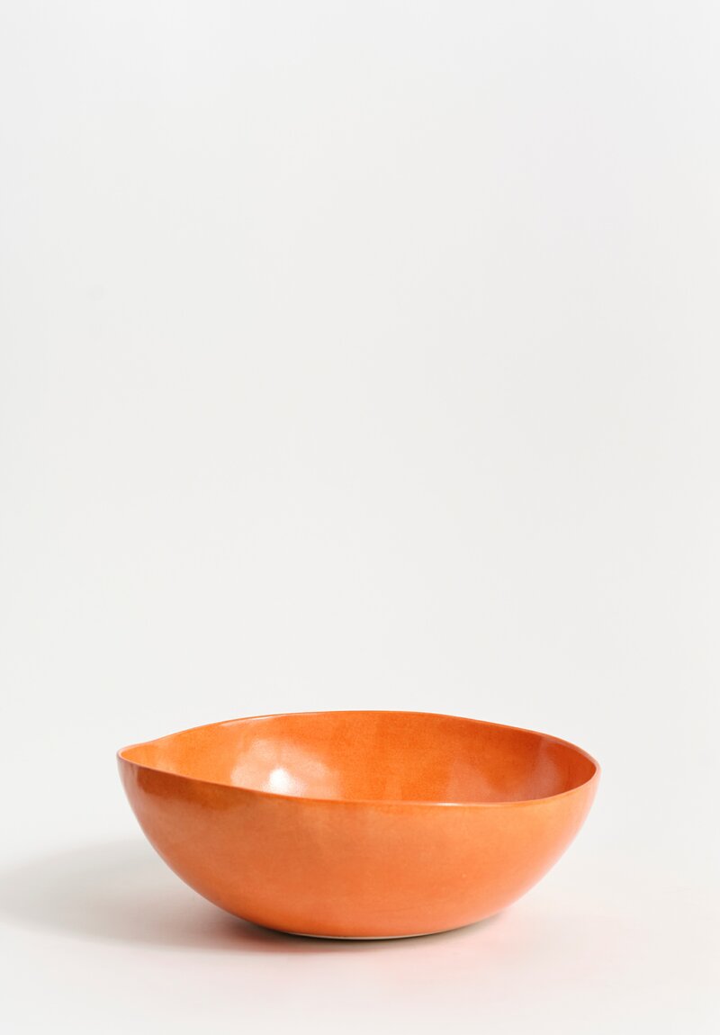 Porcelain Solid Painted Large Serving Bowl in Arancio Orange