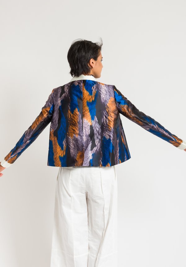 Marni Fur Print A-Line Jacket in Mazarine