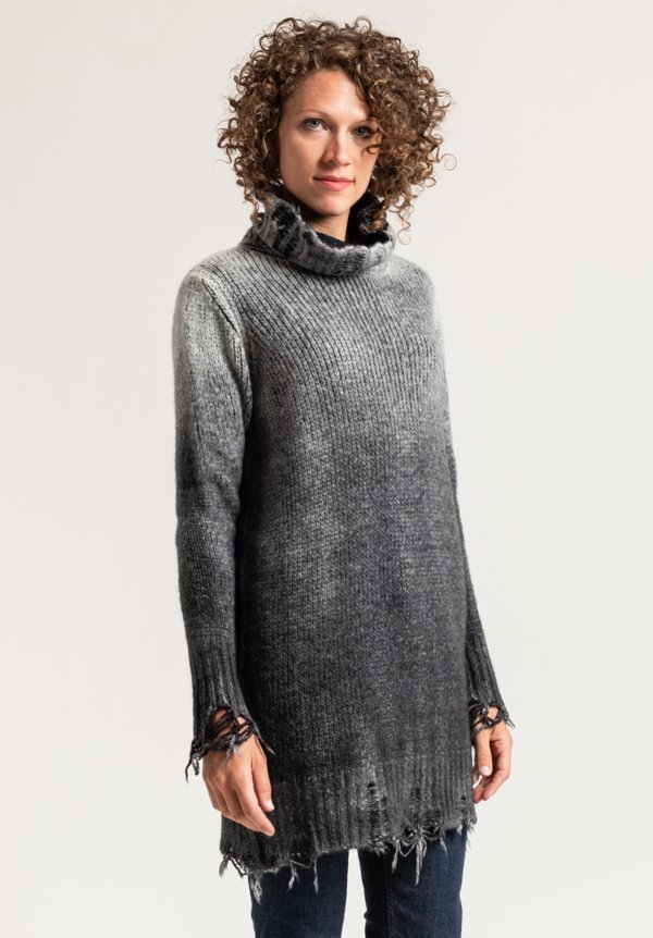 Avant Toi Distressed Cowl Neck Sweater in Husky
