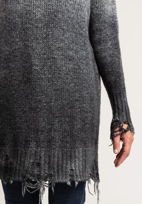 Avant Toi Distressed Cowl Neck Sweater in Husky