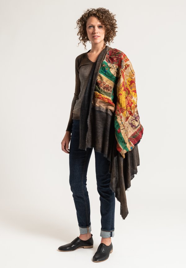 Avant Toi Felted Patchwork Scarf in Suede
