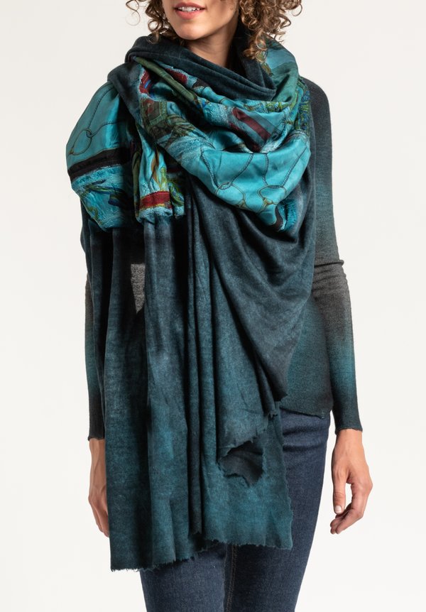 Avant Toi Felted Patchwork Scarf in Turchese