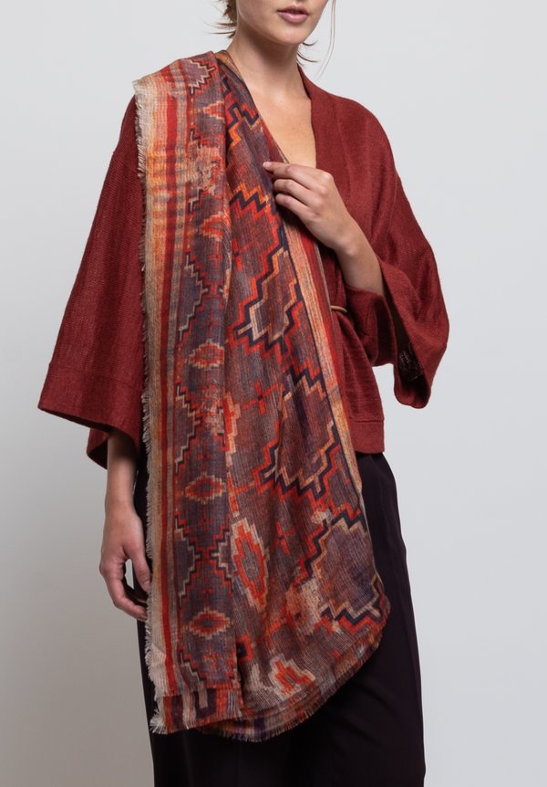 Alonpi Cashmere Printed Scarf in Cone Red | Santa Fe Dry Goods ...