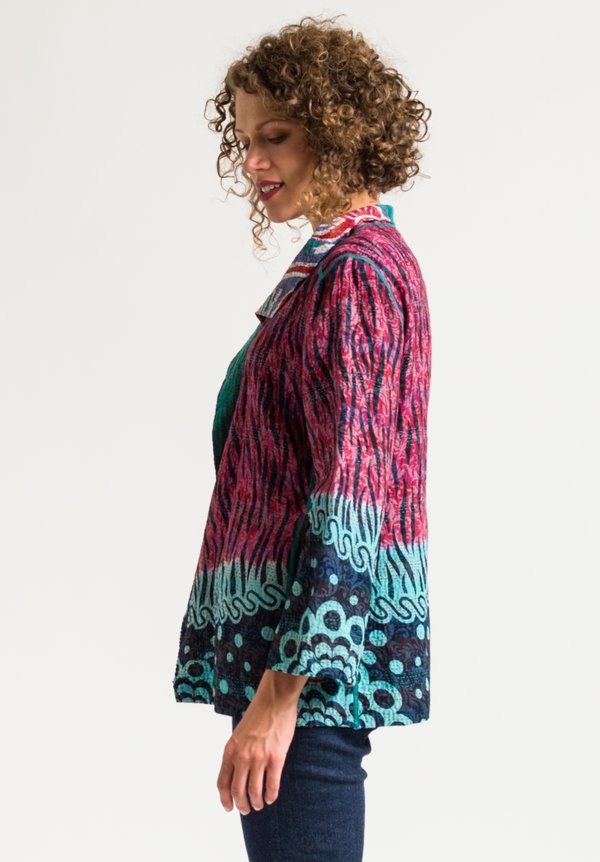 Mieko Mintz 2-Layer Vintage Short Jacket in Rose/ Teal	