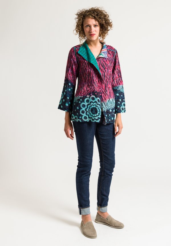 Mieko Mintz 2-Layer Vintage Short Jacket in Rose/ Teal	