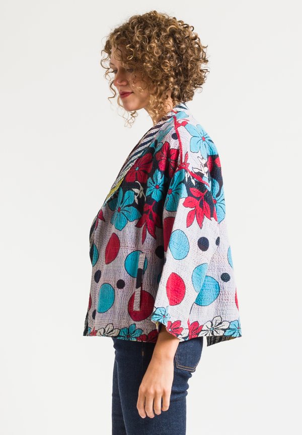 	Mieko Mintz 2-Layer Cropped Jacket in Aqua/ Cream
