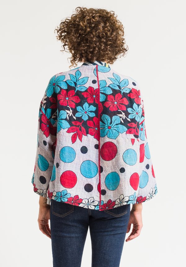 	Mieko Mintz 2-Layer Cropped Jacket in Aqua/ Cream