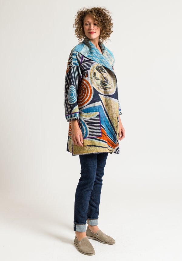 Mieko Mintz 4-Layer Back Tuck Jacket in Aqua/ Cream	