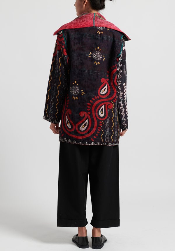Mieko Mintz 4-Layer Vintage Cotton Pocket Jacket in Black/ Red | Santa ...