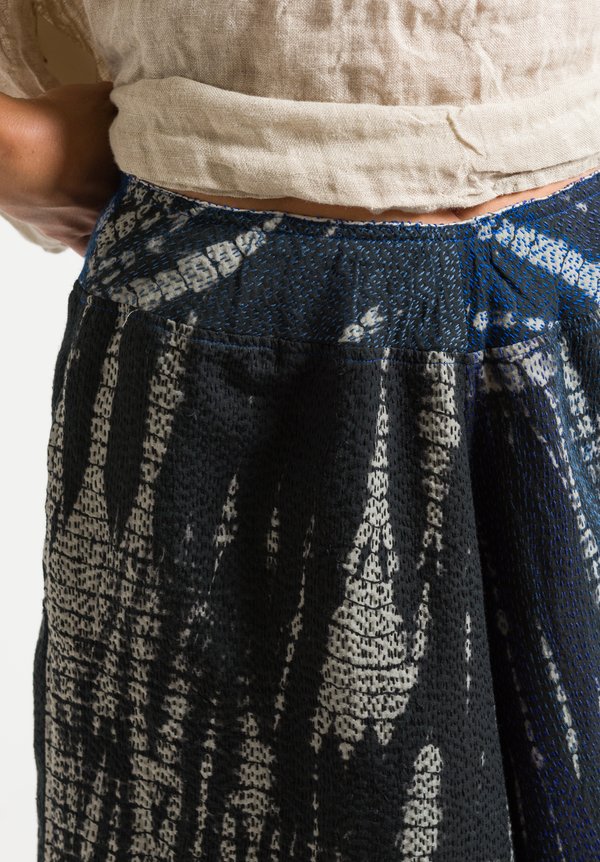 Mieko Mintz Silk Wide Leg Pants in Indigo/ Grey	