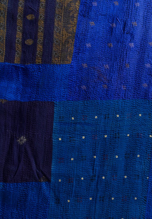 Mieko Mintz Brocade Patch Shawl in Blue/ Purple