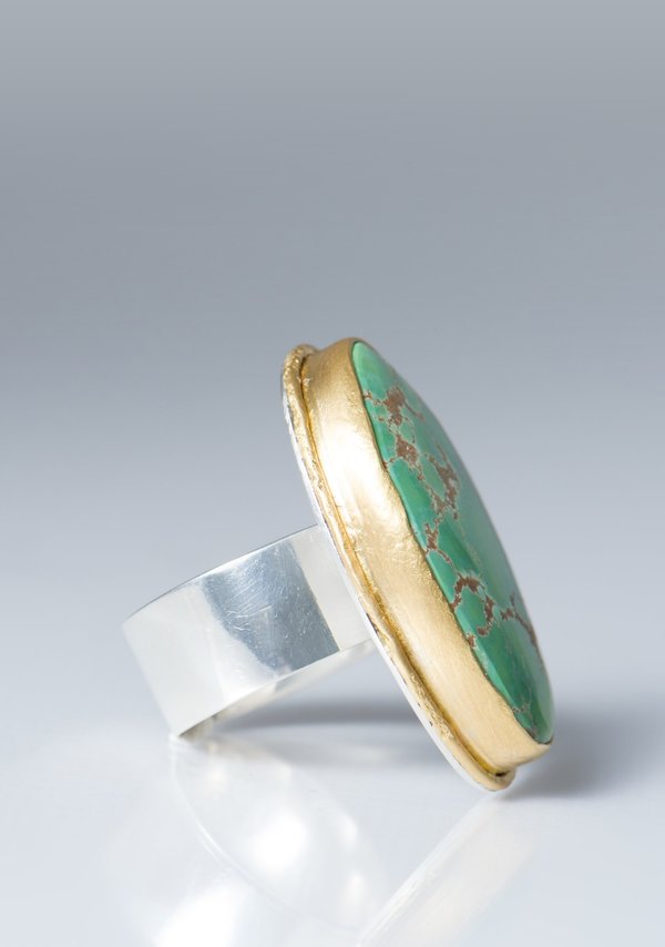 Greig Porter 22K, Grasshopper Turquoise Ring with Sterling Silver Band	
