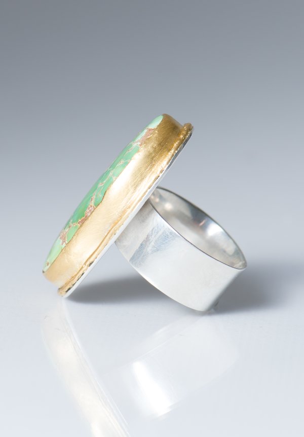Greig Porter 22K, Grasshopper Turquoise Ring with Sterling Silver Band	