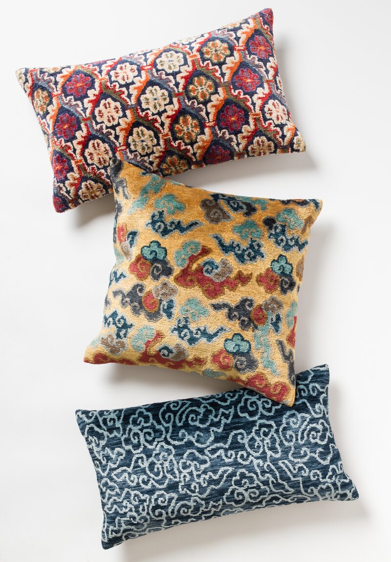 Tibet Home Hand Knotted & Woven Lumbar Pillow in Tinpa Blue