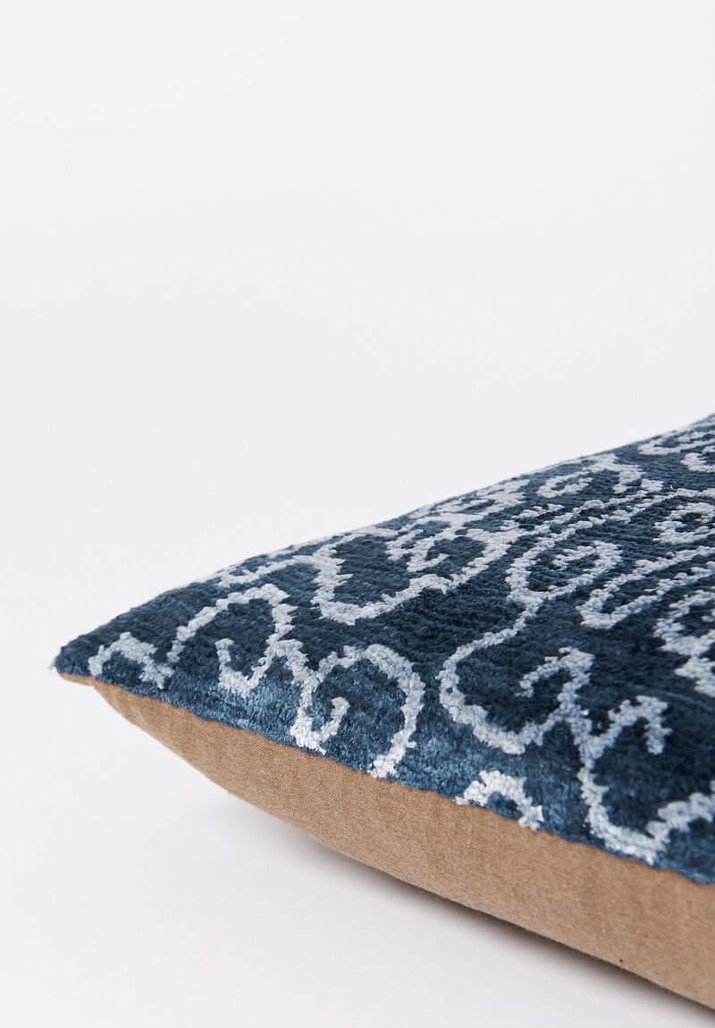 Tibet Home Hand Knotted & Woven Lumbar Pillow in Tinpa Blue