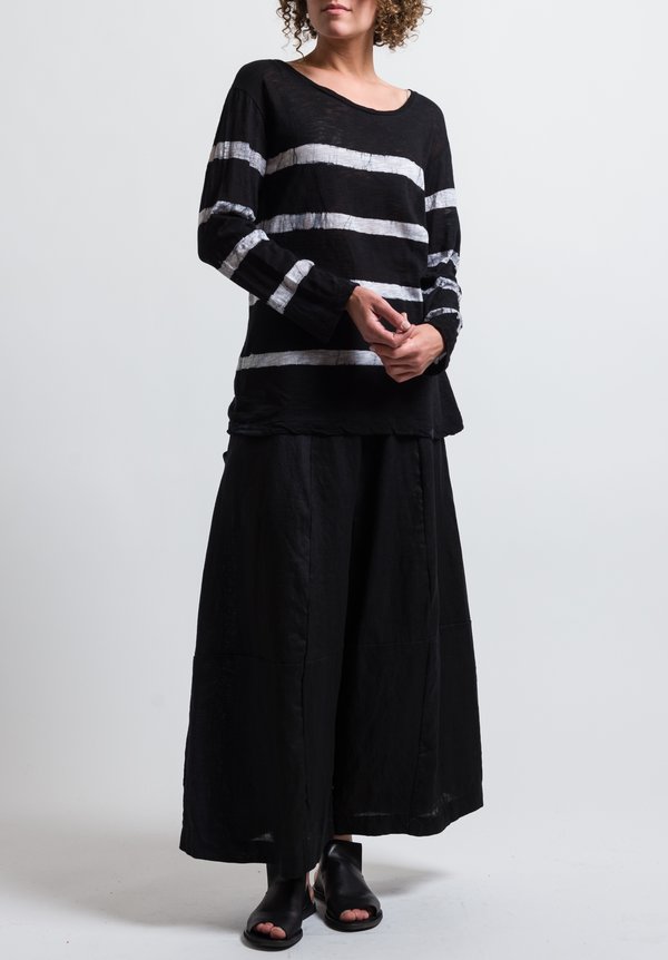Gilda Midani Long Sleeve Tee in Stripes White & Black	