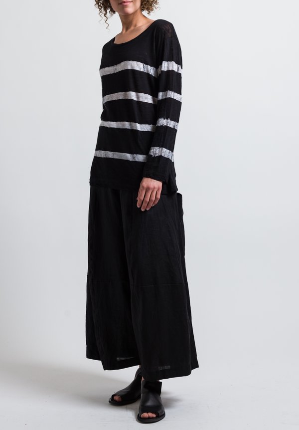 Gilda Midani Long Sleeve Tee in Stripes White & Black	